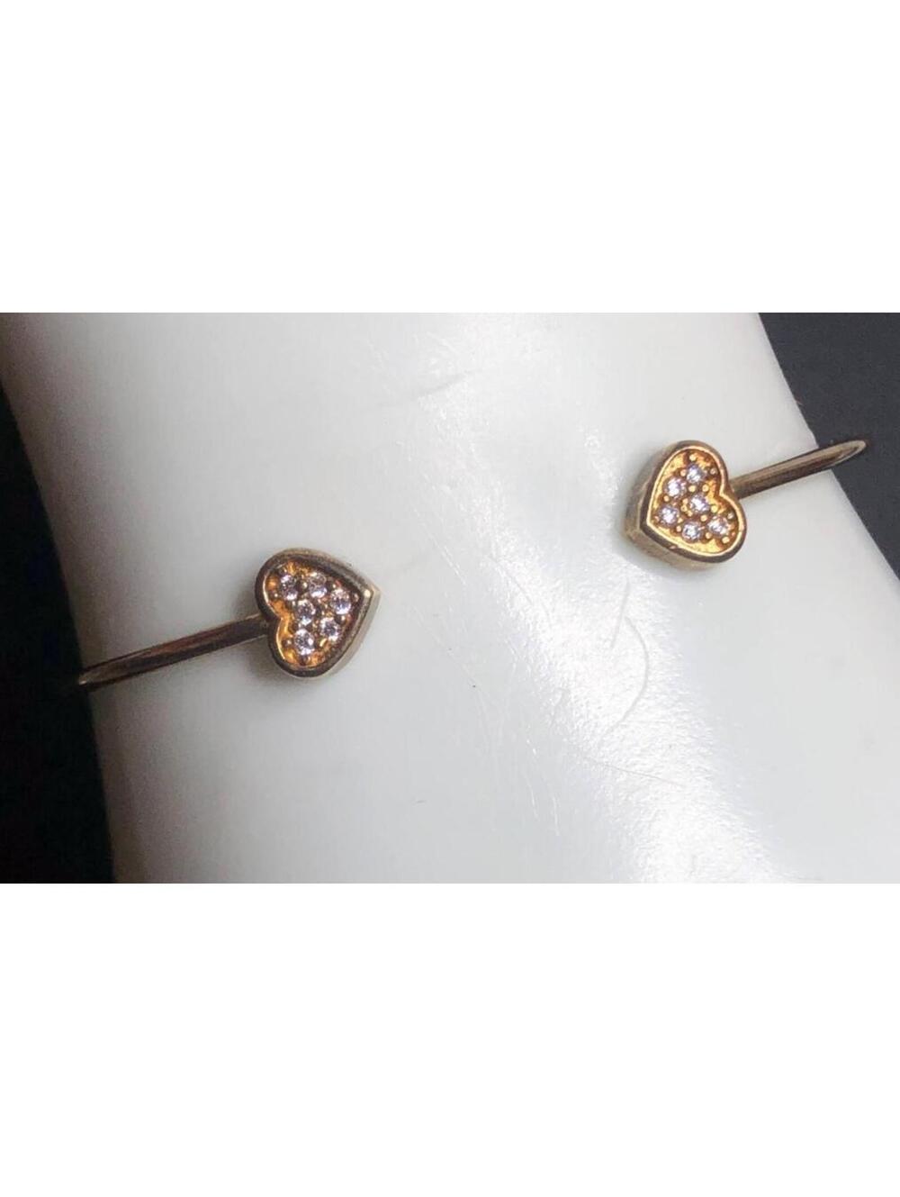 5166 Vermeil 14K over 925 heart CZ Cuff bracelet 3.6 grams